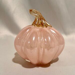 Vintage Pink Art Glass Pumpkin Decoration